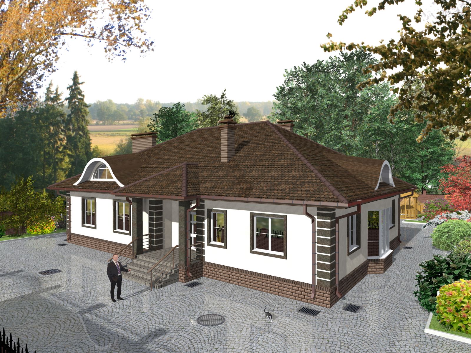 Дизайн деревянного дома с террасой